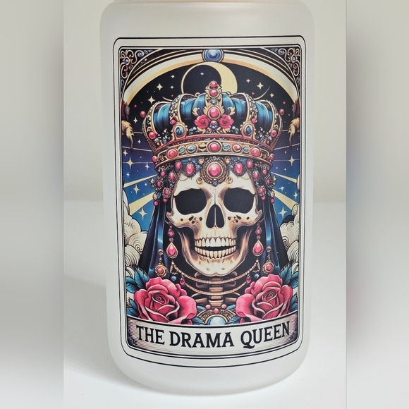 The Drama Queen Tarot Card 16oz Frosted Beer Can Glass Cup - Picture 3 of 4